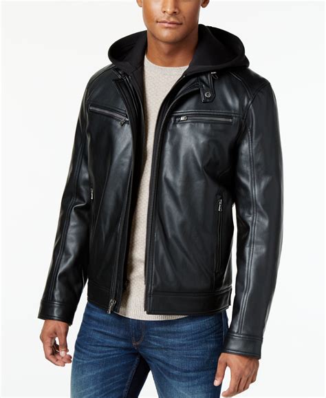 michael kors men leather jacket|Michael Kors men's overcoat.